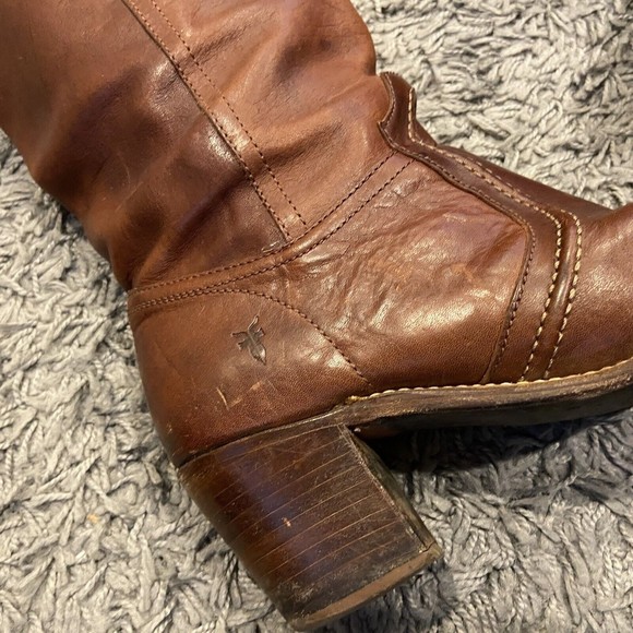 Frye Women's Chestnut Leather Heeled Boots - Picture 10 of 16